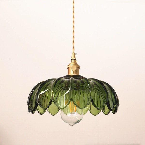 Glass Lotus Flower Pendant LED Light in Vintage Style - Bulb Included Vintage Style - Bulb Included