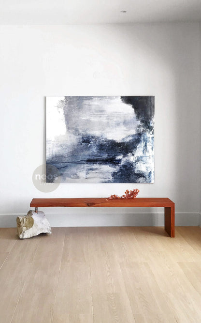 Blue / White Abstract Minimalist Painting / Wall Art - NE0046