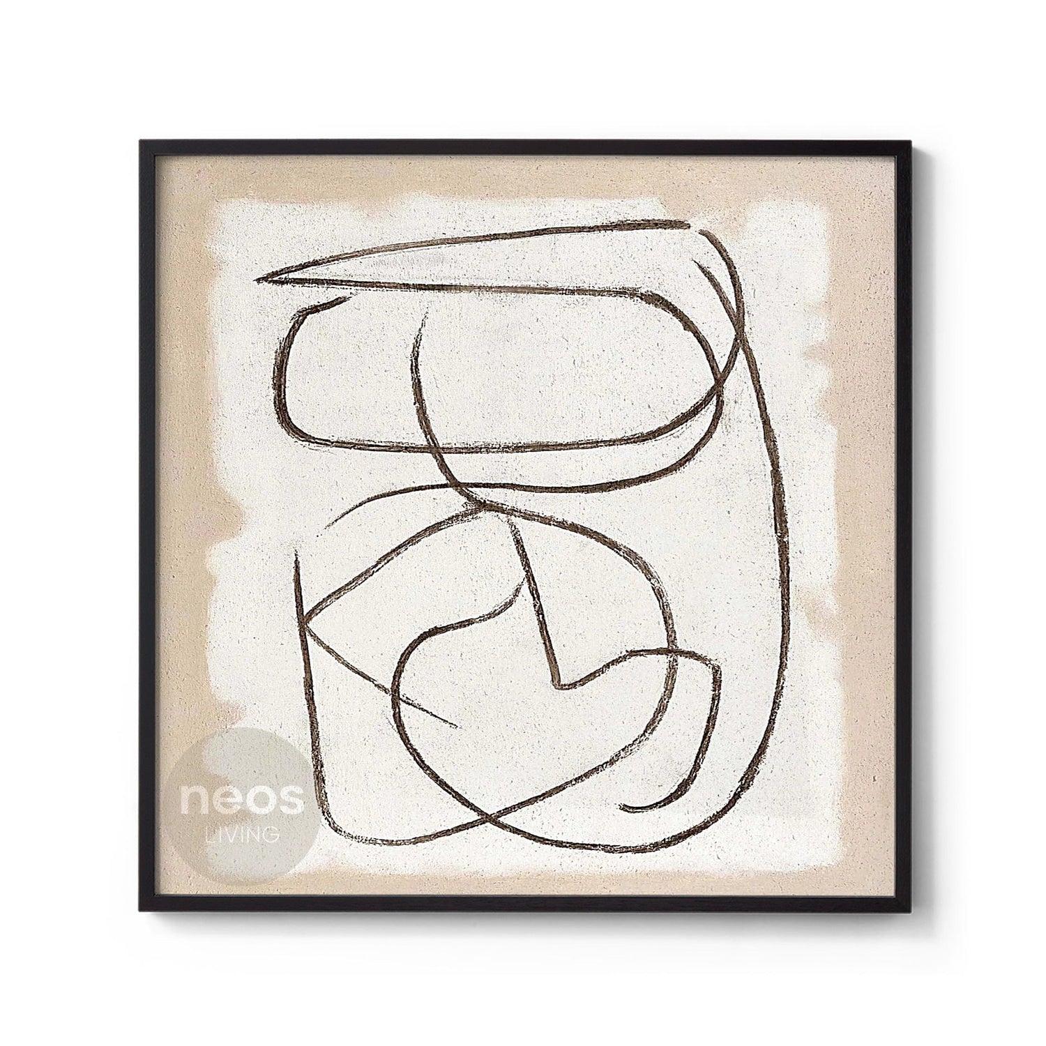 White / Beige / Black Line Art Abstract Painting / Wall Art - NE0072