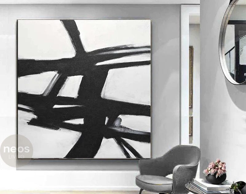 Black &amp; White Abstract Painting / Wall Art - NE0101