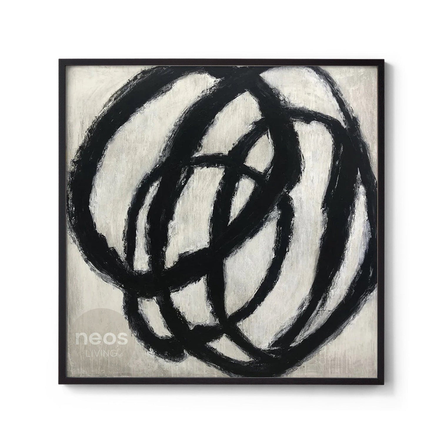 Black &amp; White Abstract Painting / Wall Art &quot;Circles&quot; - NE0115