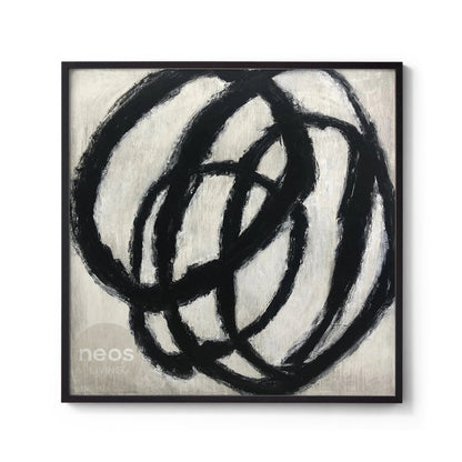 Black &amp; White Abstract Painting / Wall Art &quot;Circles&quot; - NE0115