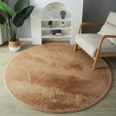 Extra Thick Round Fluffy Faux Fur Microfiber Rug