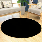 Extra Thick Round Fluffy Faux Fur Microfiber Rug