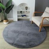 Extra Thick Round Fluffy Faux Fur Microfiber Rug