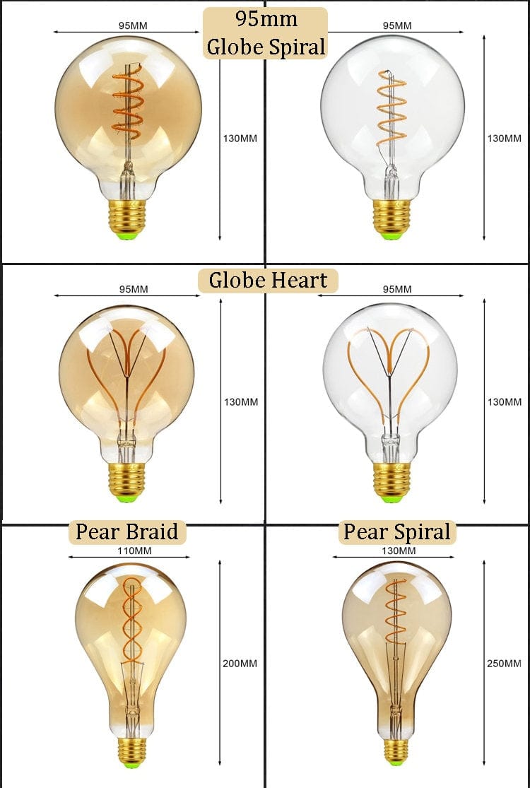 Medium Table/Pendant LED Edison Globe in Industrial Vintage Style