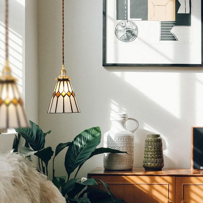 Stained Glass Pendant LED Light in Vintage Style - Bulb Included