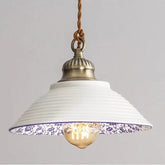 Ceramic Plate Pendant LED Light in Portuguese Tile Style - Bulb Included