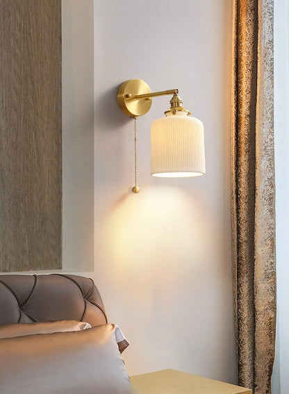 Ribbed Ceramic Wall Light in Lantern Egg Shape - Bulb Included