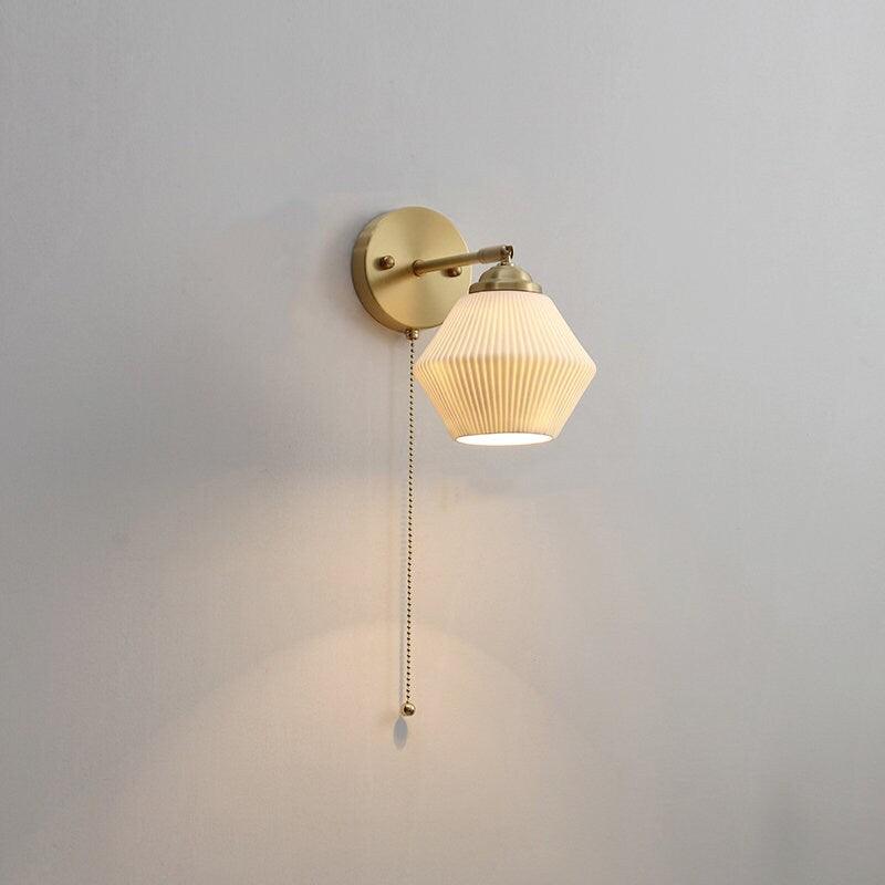 Ribbed Ceramic Wall Light in Lantern Egg Shape - Bulb Included