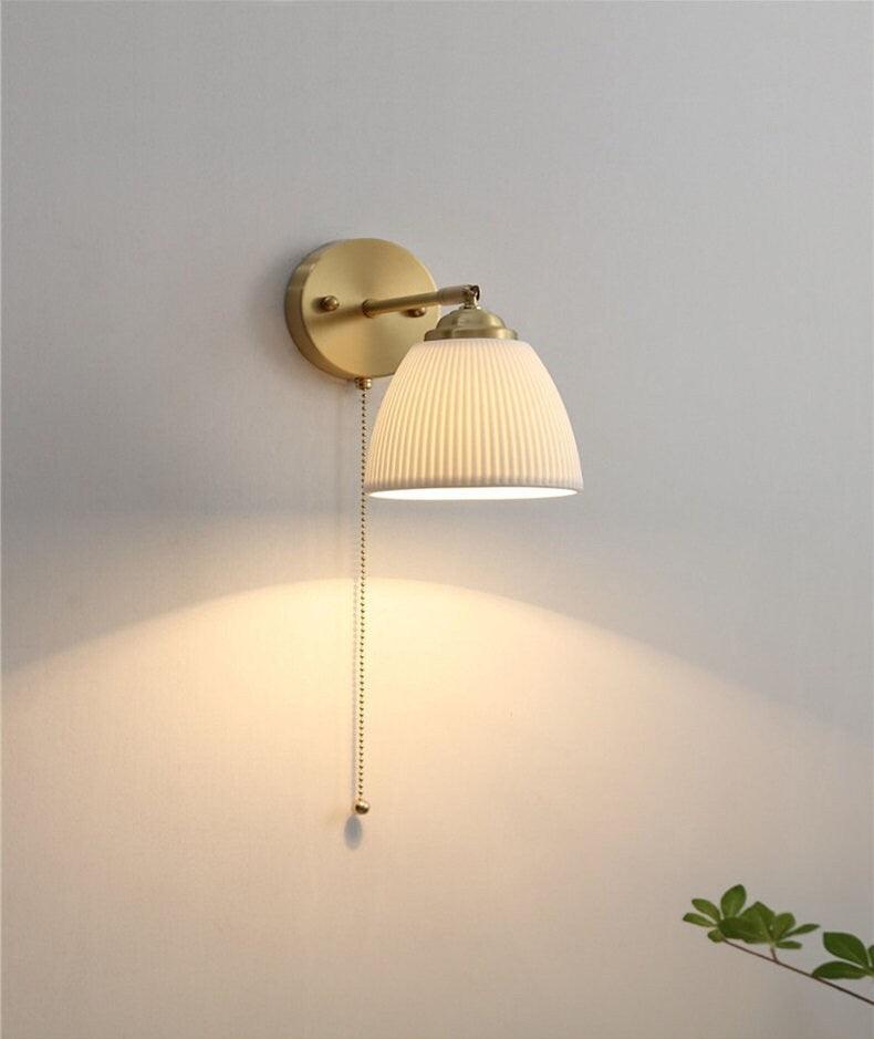 Ribbed Ceramic Wall Light in Lantern Egg Shape - Bulb Included