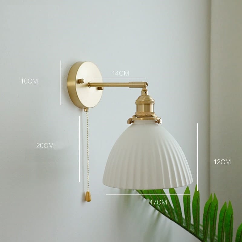 Handemade Ceramic Wall Light in Pleated Cup Shape - Bulb Included