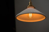 Japanese Ceramic Pendant LED Light in Pleated Hat Shape - Bulb Included