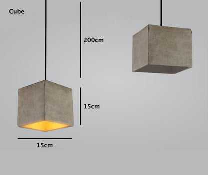 Rustic Cement Pendant LED Light in Loft Style - Bulb Included