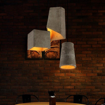 Rustic Cement Pendant LED Light in Loft Style - Bulb Included