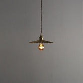 Golden Brushed Brass Pendant LED Light in Pleated Tutu Shape - Bulb Included