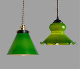 Opaline Glass Pendant LED Light in French Vintage Emerald Green Style - Bulb Included