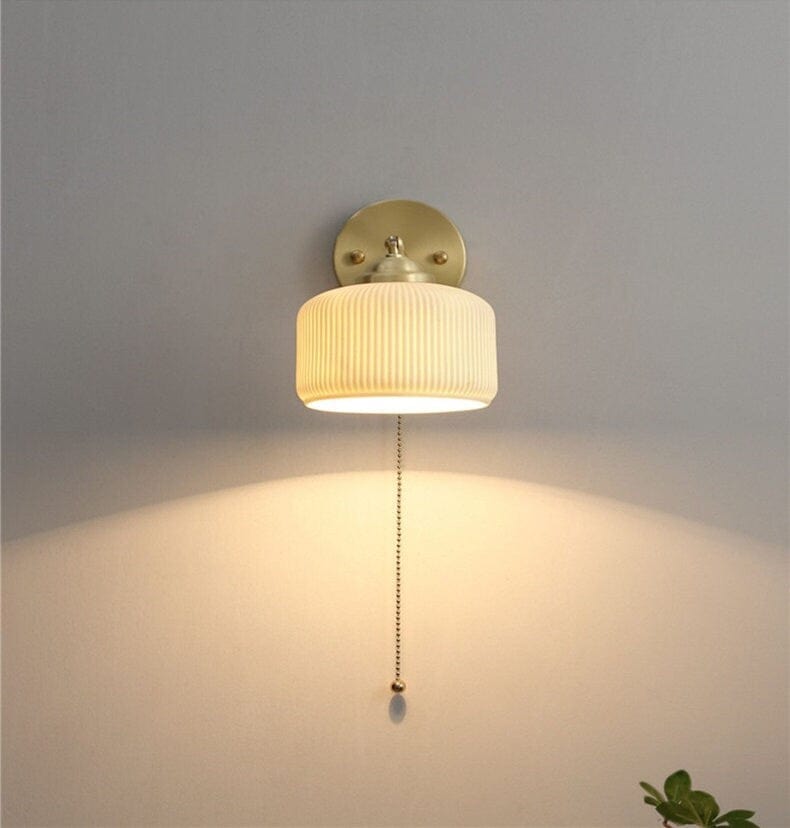 Ribbed Ceramic Wall Light in Lantern Diamond Shape - Bulb Included