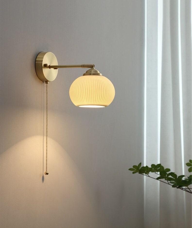 Ribbed Ceramic Wall Light in Lantern Cup Shape - Bulb Included