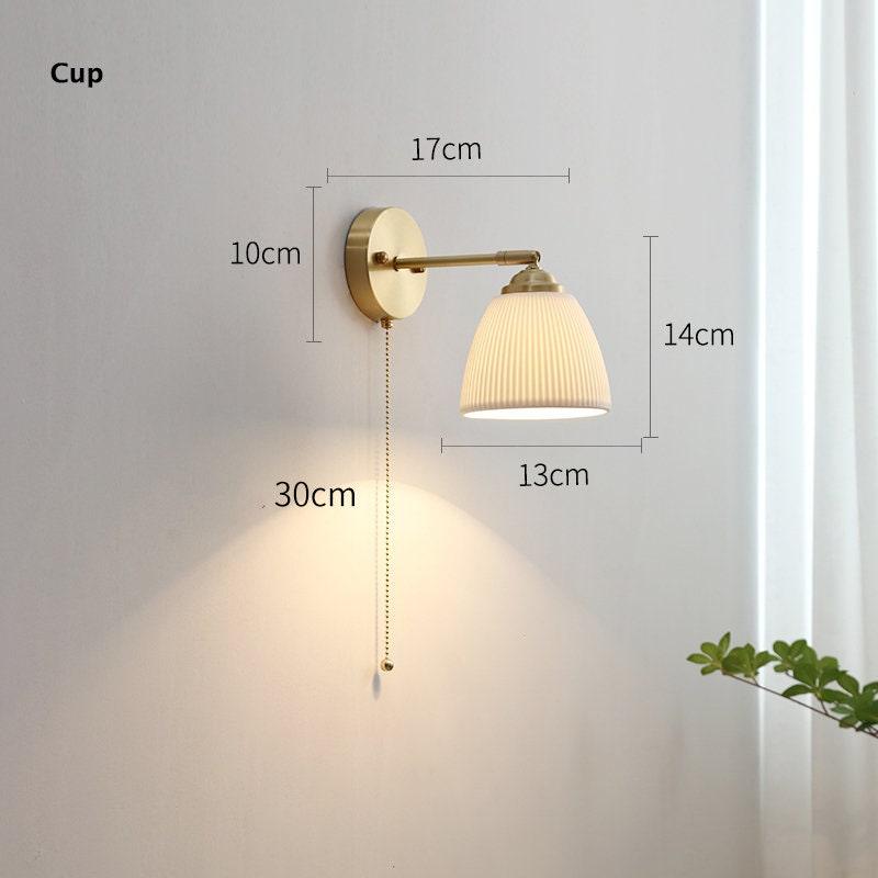 Ribbed Ceramic Wall Light in Lantern Cup Shape - Bulb Included