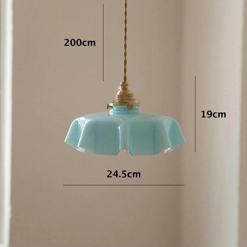 Opaline Glass Pendant LED Light with Handkerchief Lampshade in Pastel Colours - Bulb Included