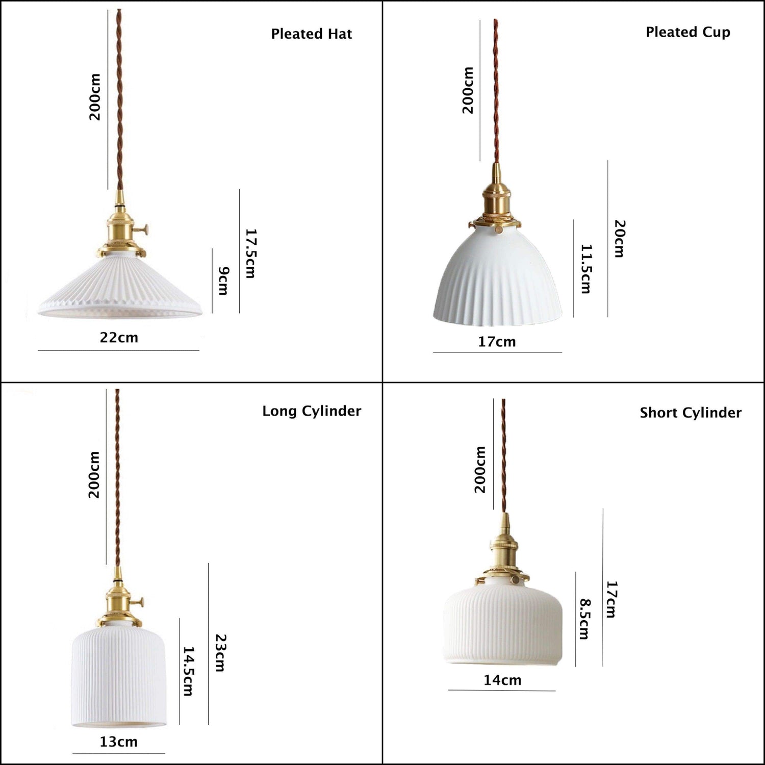 Ceramic Ribbed Pendant LED Light in Japanese Long Cylinder Shape - Bulb Included