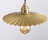 Golden Brushed Brass Pendant LED Light in Pleated Tutu Shape - Bulb Included