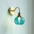 Blue Glass Ball Wall Light in Vintage Style