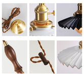 Glazed Ceramic Pendant LED Light in Pleated Tutu Shape - Bulb Included