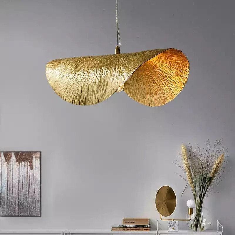 Golden Banana Leaf LED Chandelier in Art Deco Style - Bulb Included