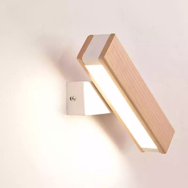 Nordic Ash Wood Rotatable Bedside LED Wall Lamp