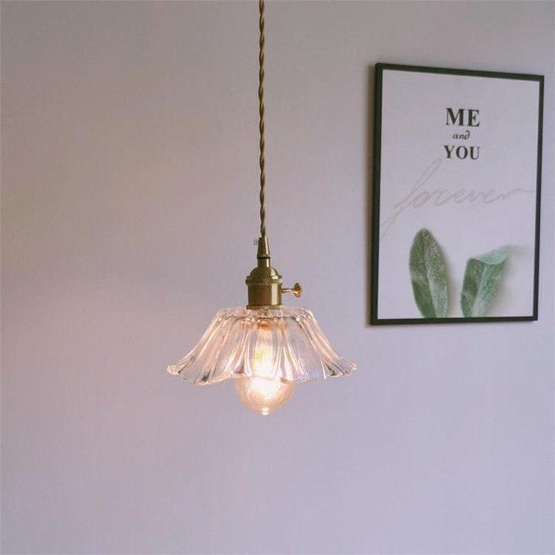 Frosted Glass Camellia Flower Pendant LED Light in Vintage Style - Bulb Included