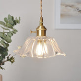 Frosted Glass Camellia Flower Pendant LED Light in Vintage Style - Bulb Included