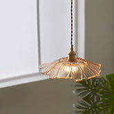 Large Glass Sunflower Pendant LED Light in Vintage Style - Bulb Included