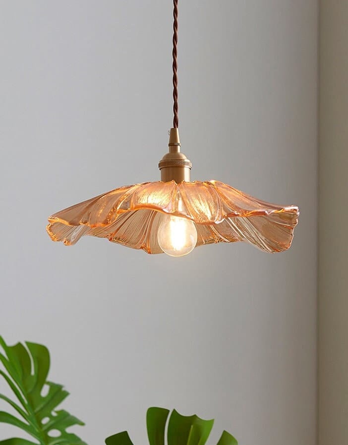 Large Glass Sunflower Pendant LED Light in Vintage Style - Bulb Included