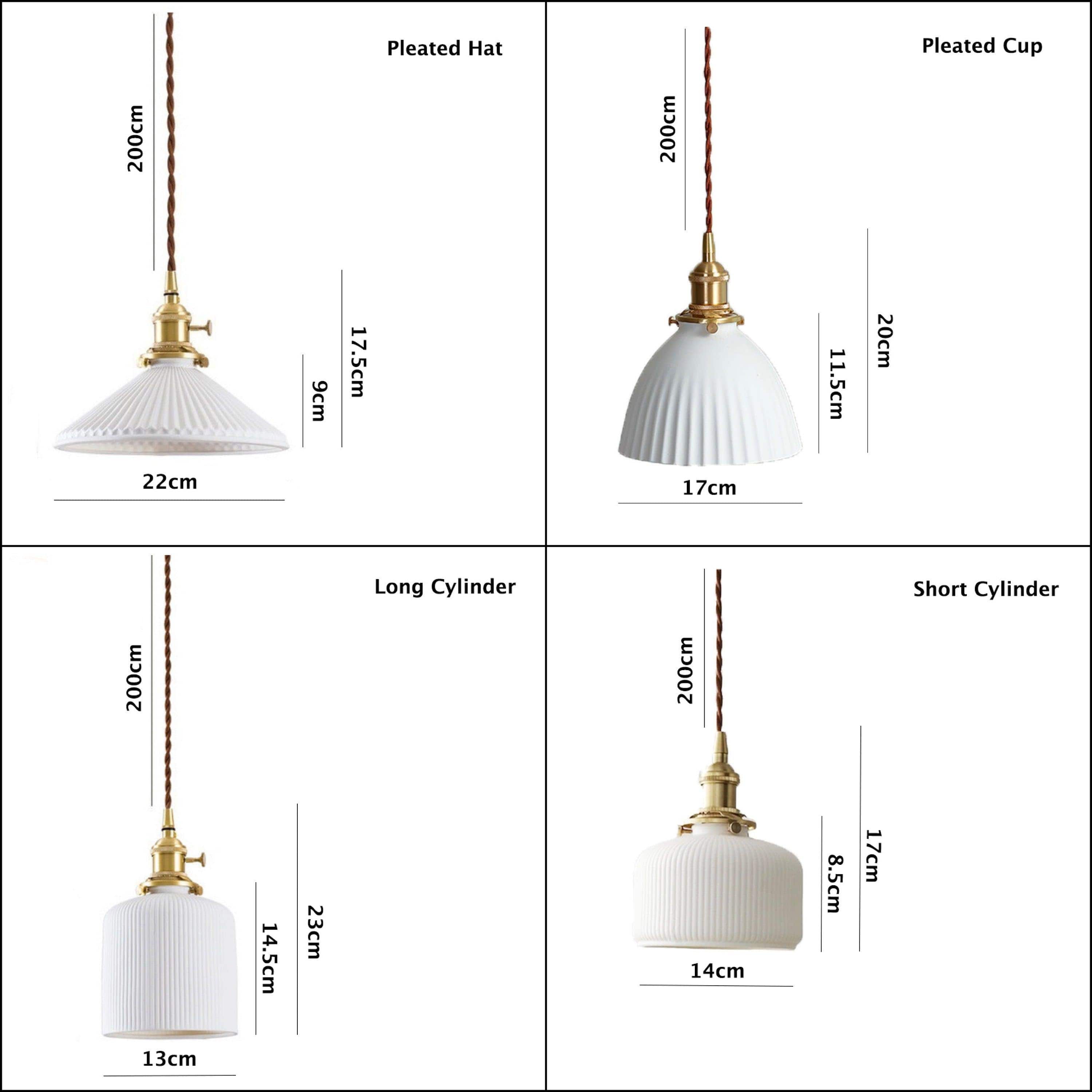 Ceramic Ribbed Pendant LED Light in Japanese Dome Shape - Bulb Included