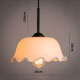 Opaline Glass Pendant LED Light with Handkerchief Lampshade in French Vintage Style - Bulb Included