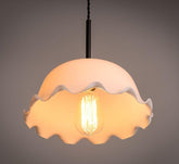 Opaline Glass Pendant LED Light with Handkerchief Lampshade in French Vintage Style - Bulb Included