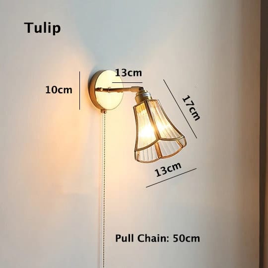 Glass Flower Wall Light in Vintage Style - Bulb Included