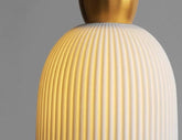 Ribbed Ceramic Pendant LED Light in Art Deco Style - Bulb Included