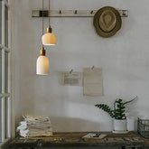 Ribbed Ceramic Pendant LED Light in Art Deco Style - Bulb Included