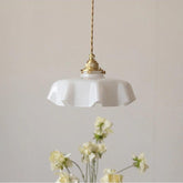 Opaline Glass Pendant LED Light with Handkerchief Lampshade in Pastel Colours - Bulb Included