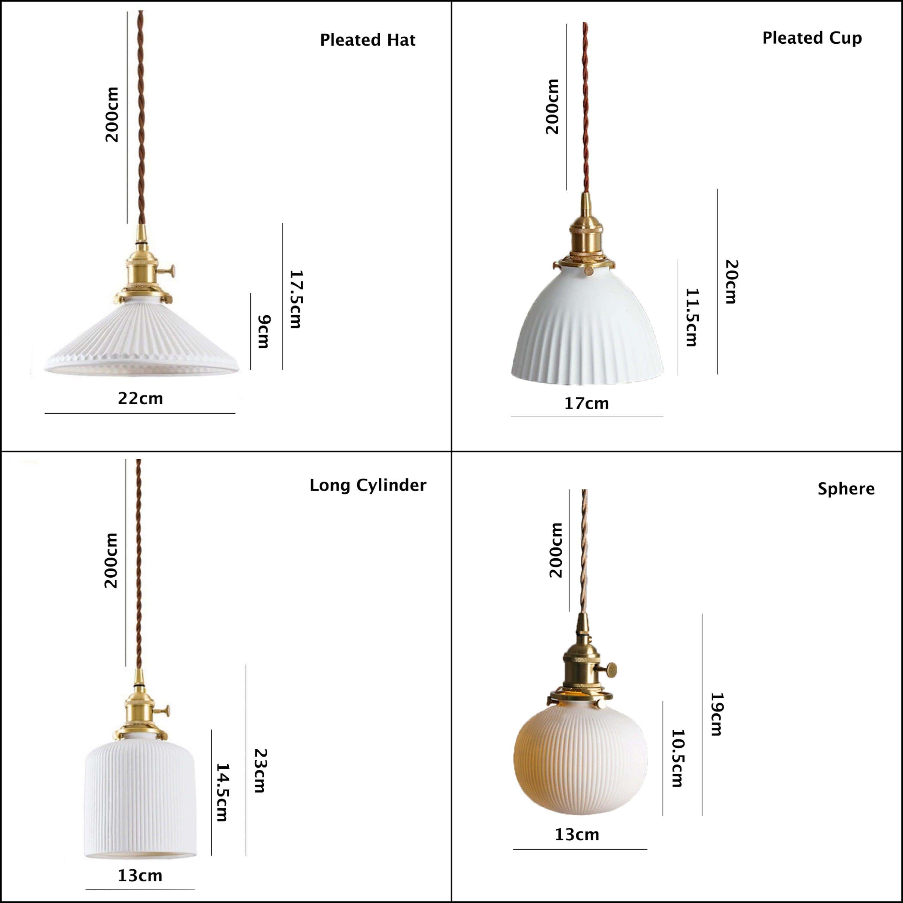 Ceramic Ribbed Pendant LED Light in Japanese Tube Shape - Bulb Included