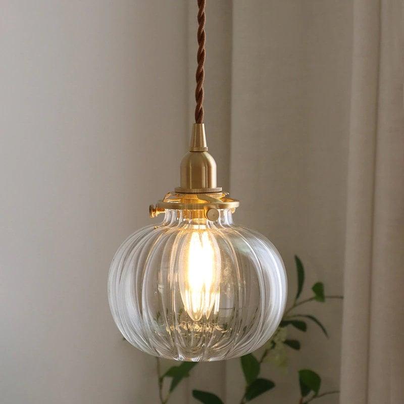 Handmade Glass Ball Pendant LED Light in Vintage Style - Bulb Included