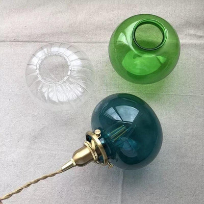 Handmade Glass Ball Pendant LED Light in Vintage Style - Bulb Included