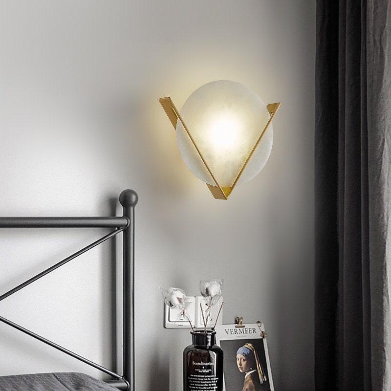 Classy Marble LED Wall Light with V-shaped Golden Frame