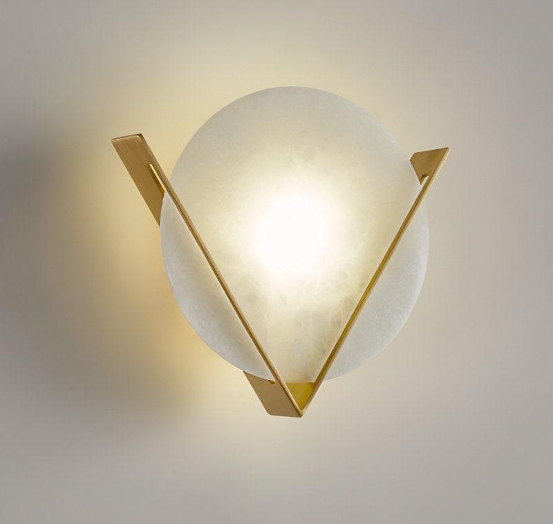 Classy Marble LED Wall Light with V-shaped Golden Frame