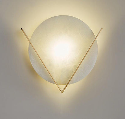 Classy Marble LED Wall Light with V-shaped Golden Frame