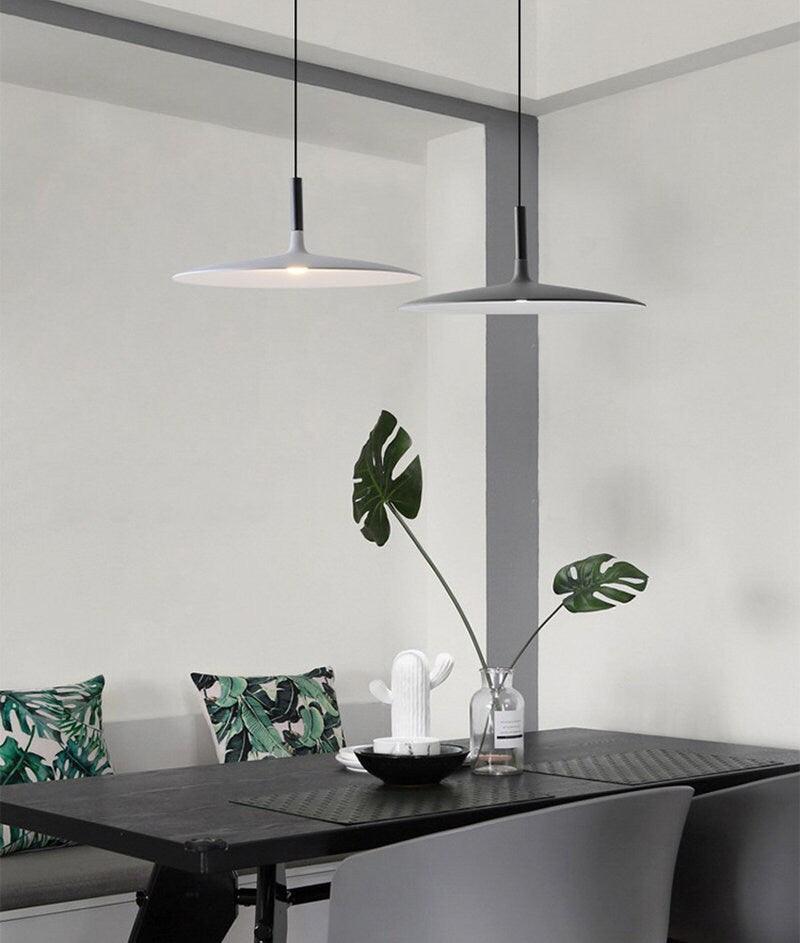 Nordic Flat Plate Pendant LED Light in Loft Style - Bulb Included