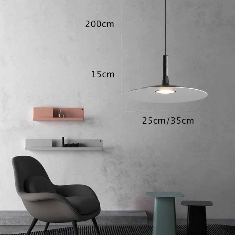 Nordic Flat Plate Pendant LED Light in Loft Style - Bulb Included